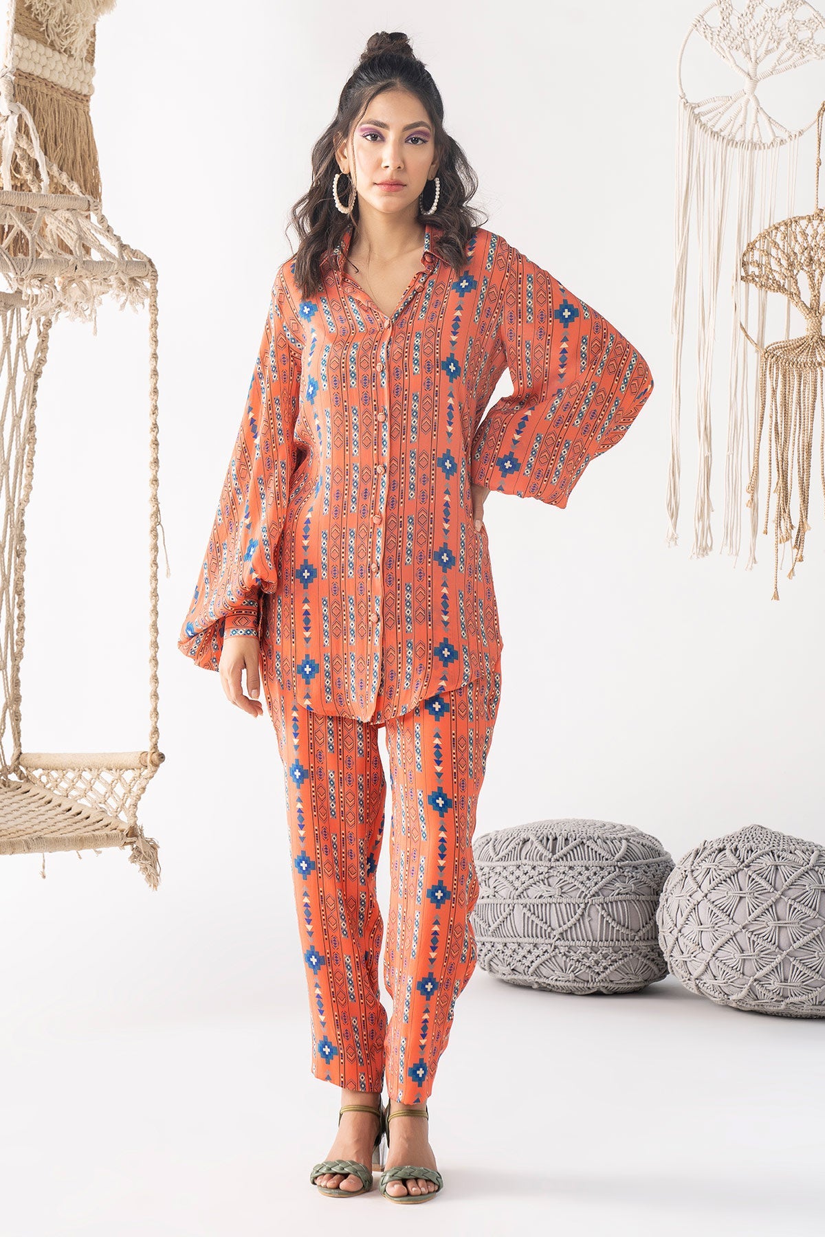 Orange Printed Co-ord Set - RTS
