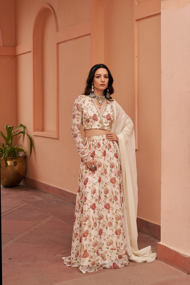 Ivory Printed Lehenga Set