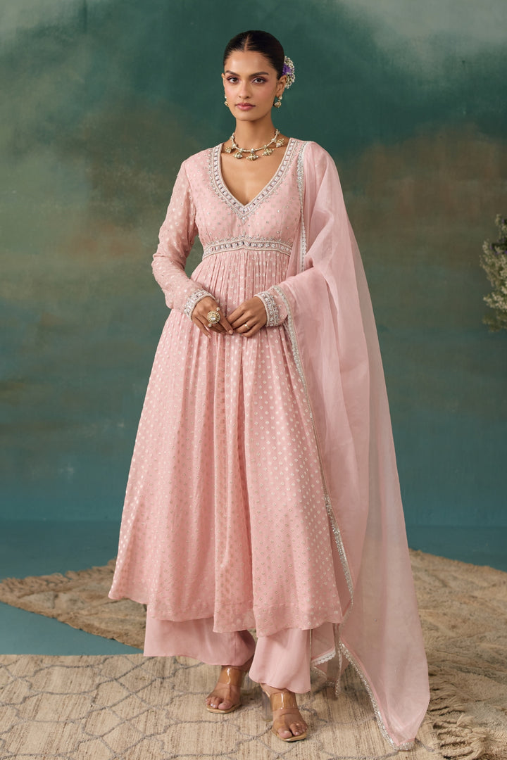 Blush Pink Booti Anarkali Set