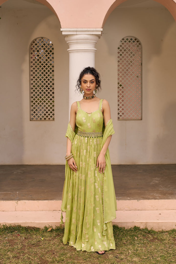 Green Banarasi Anarkali