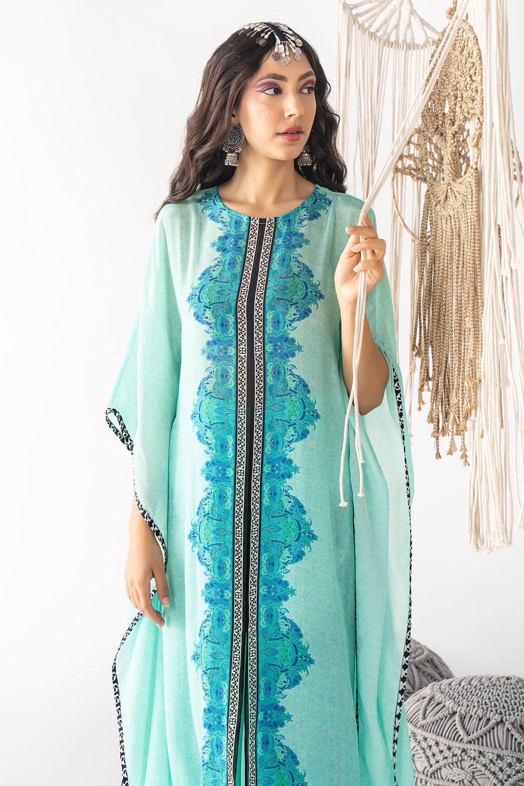 Aqua Blue Kaftan Set