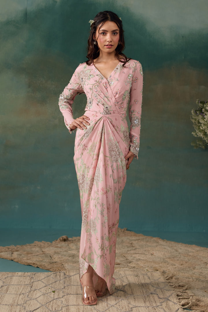Blush Pink Draped Dress
