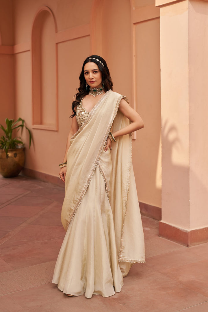 Ivory Tissue Lehenga Saree