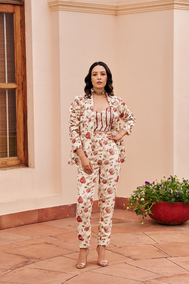 Ivory Printed Pantsuit