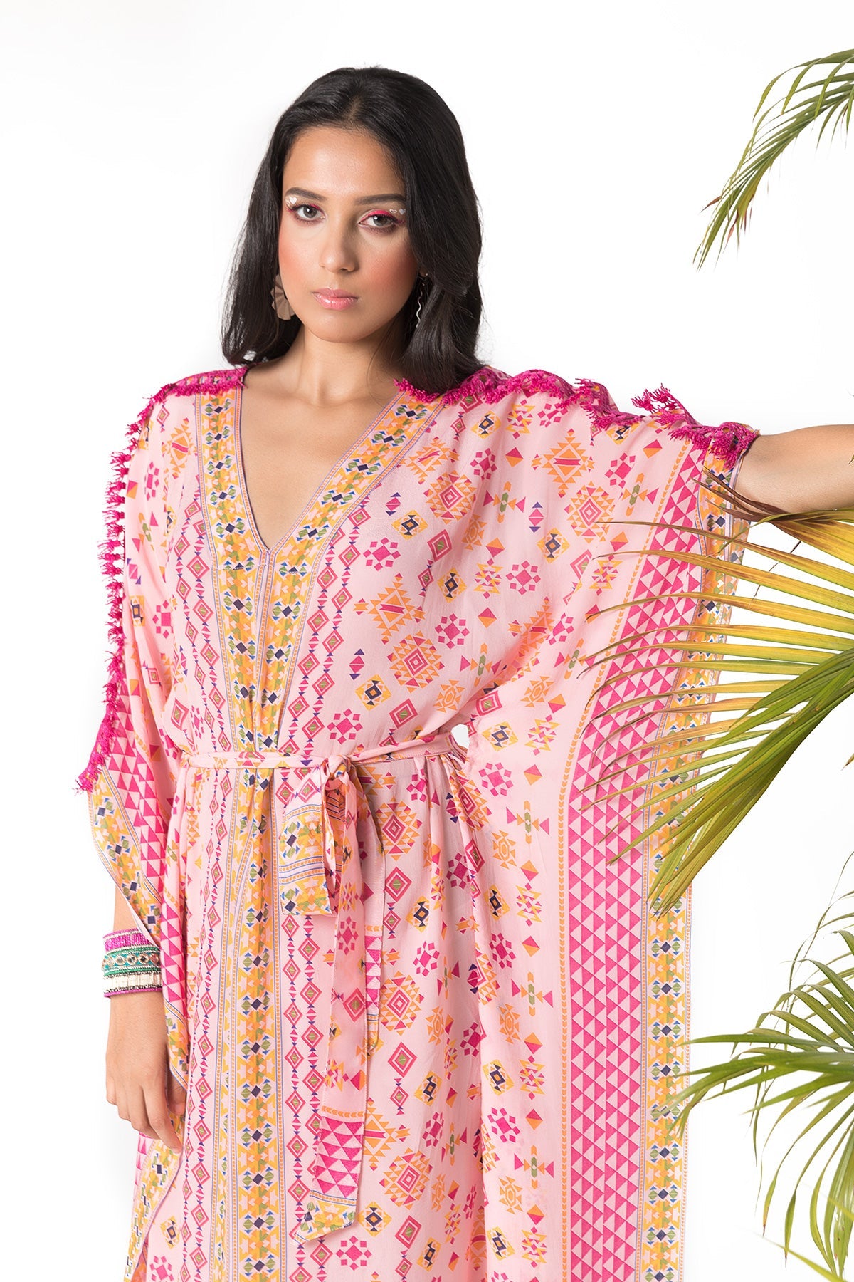 Pink Printed Kaftan - RTS