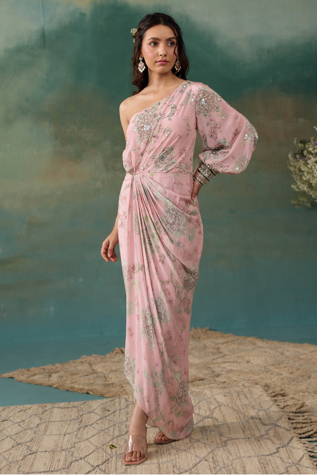 Blush Pink One Shoulder Dress