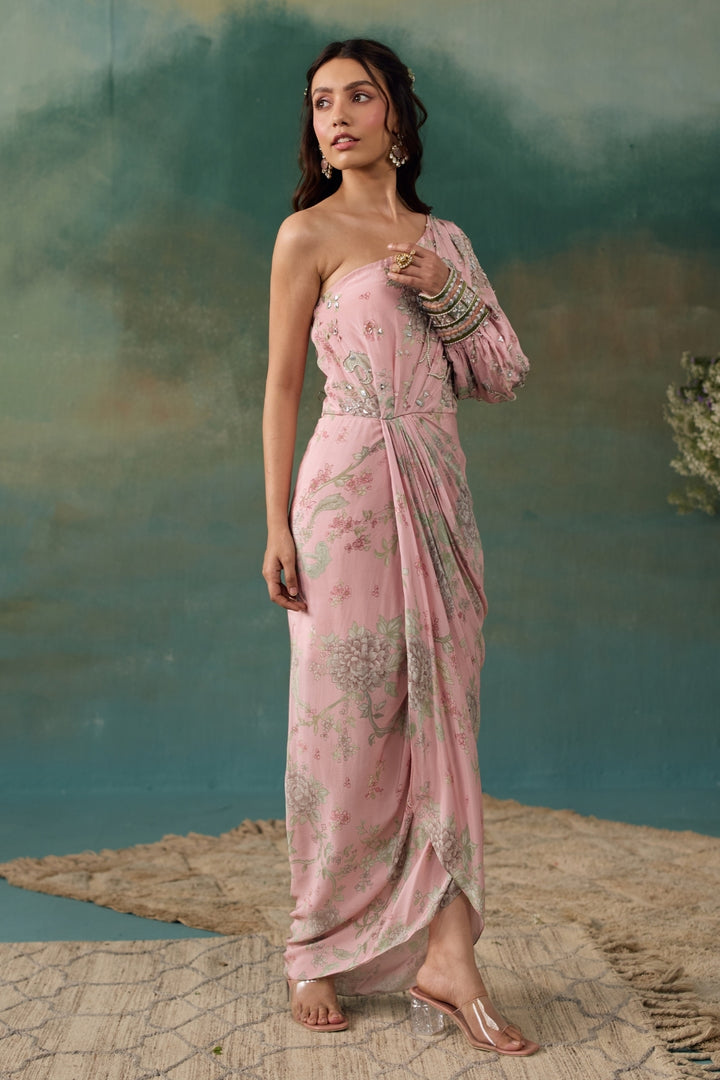 Blush Pink One Shoulder Dress