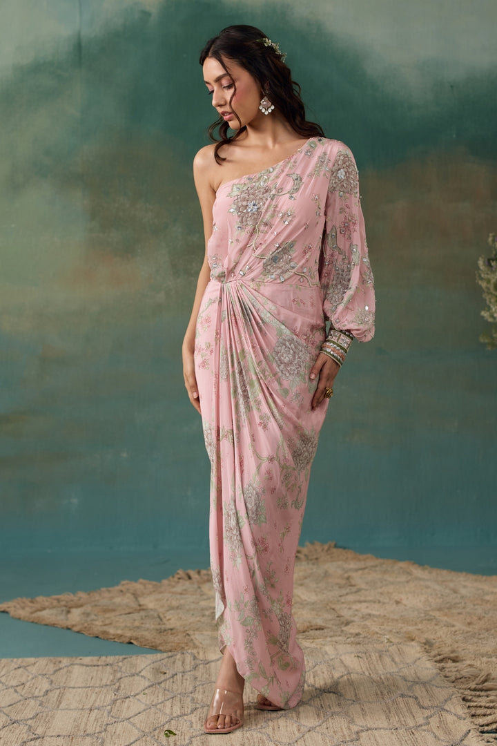 Blush Pink One Shoulder Dress