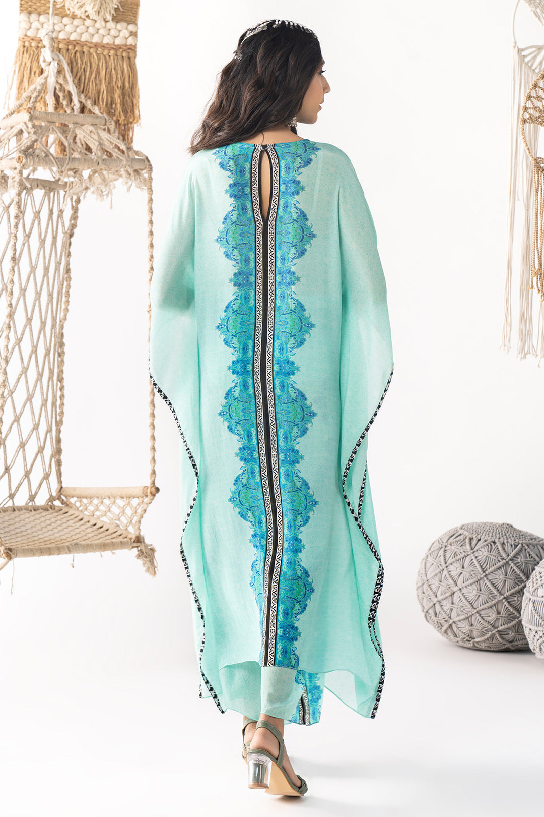 Aqua Blue Kaftan Set