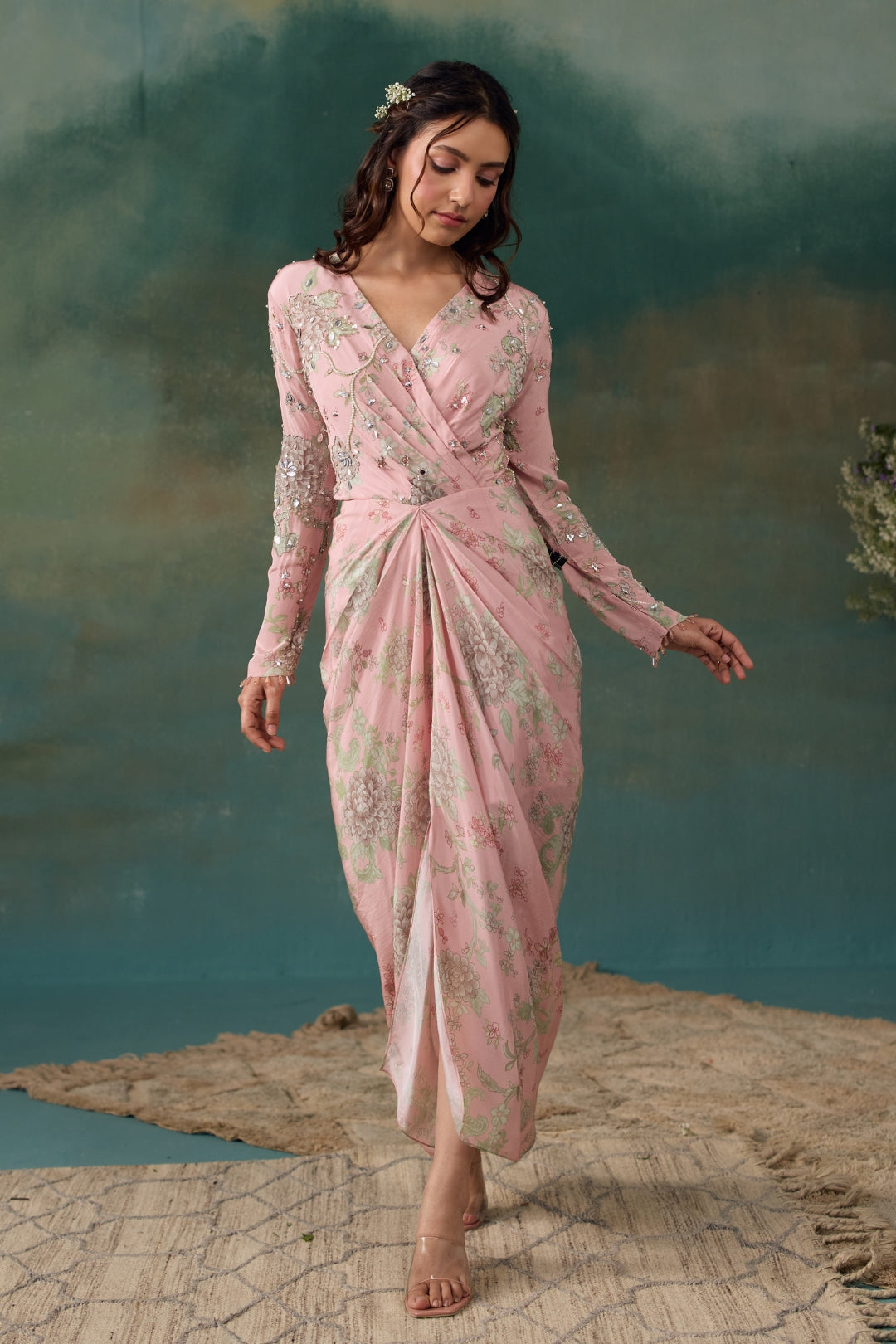 Blush Pink Draped Dress