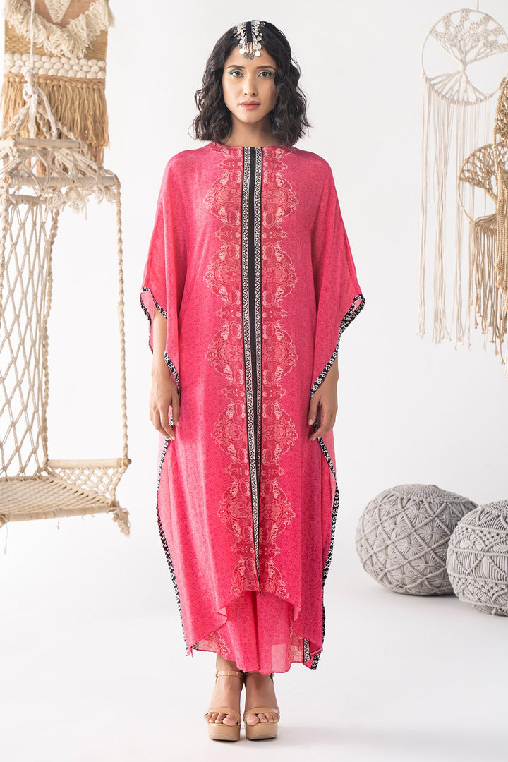 Pink Printed Kaftan Set