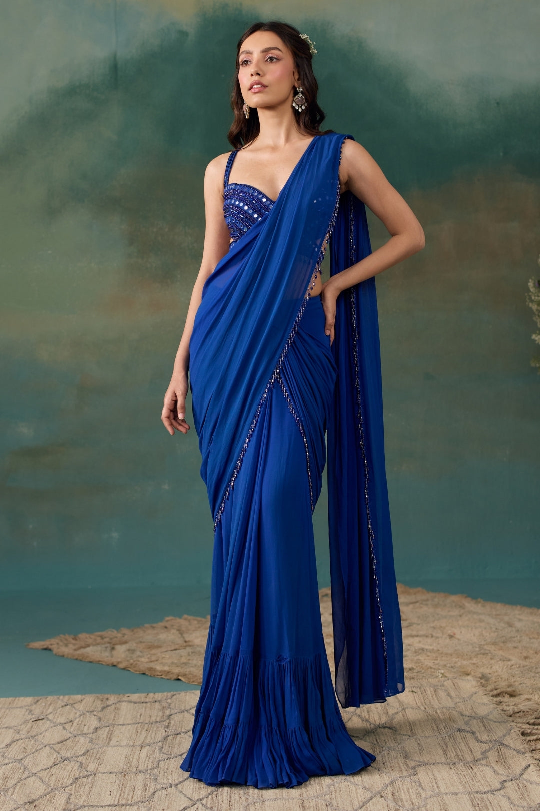 Royal Blue Saree Set