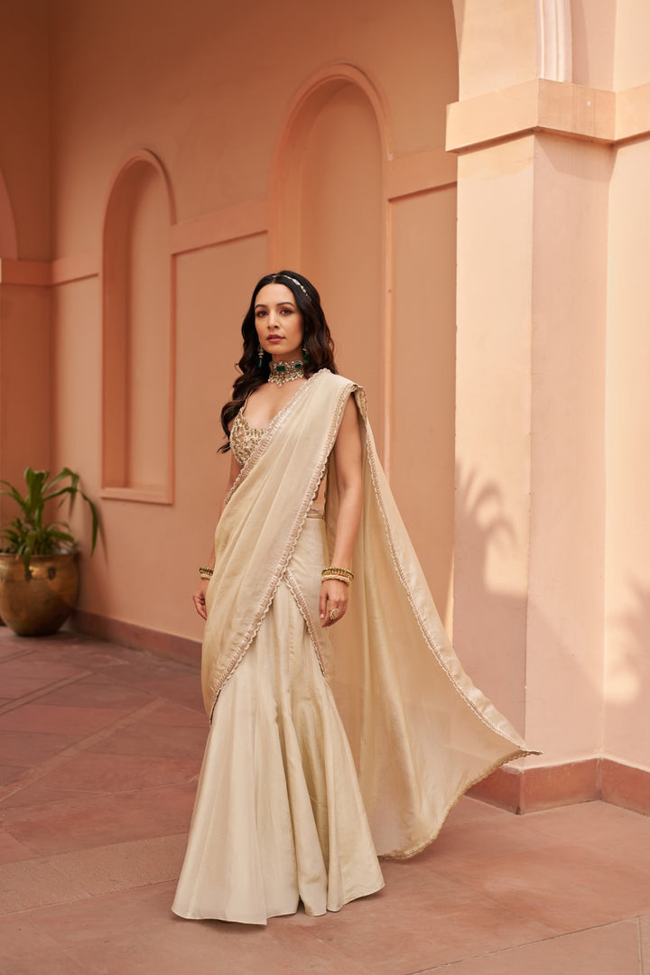 Ivory Tissue Lehenga Saree