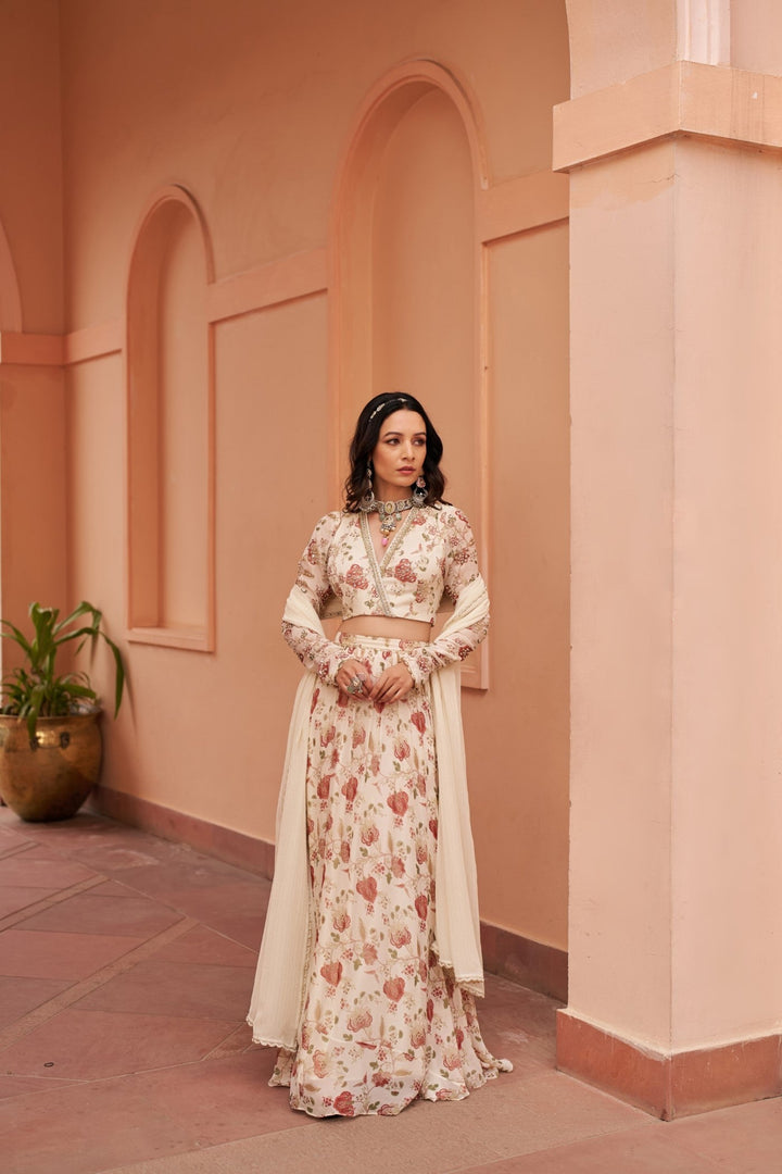 Ivory Printed Lehenga Set