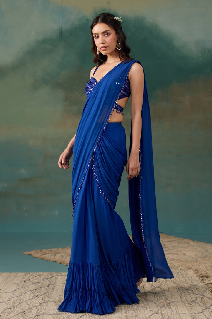 Royal Blue Saree Set