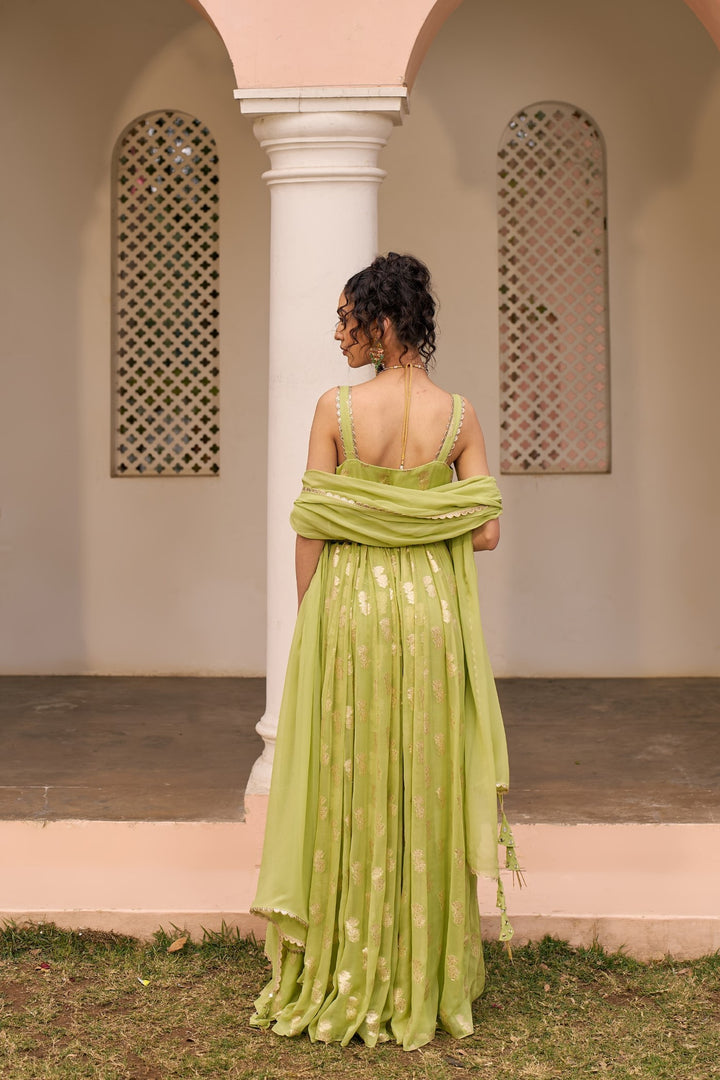 Green Banarasi Anarkali