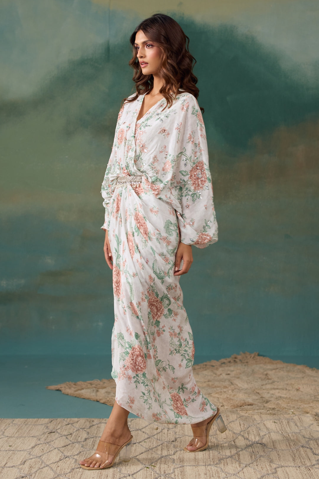 Pearl Roselle Draped Kaftan Dress