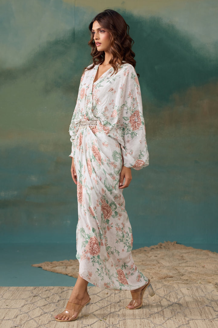 Pearl Roselle Draped Kaftan Dress