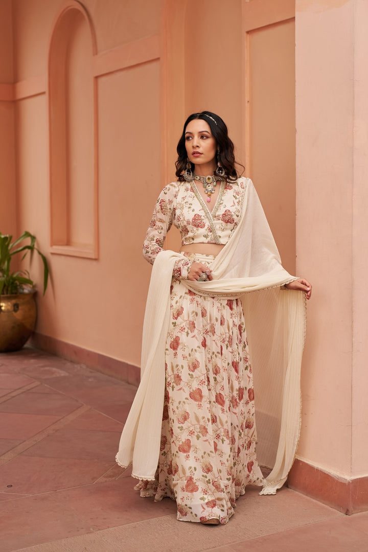 Ivory Printed Lehenga Set