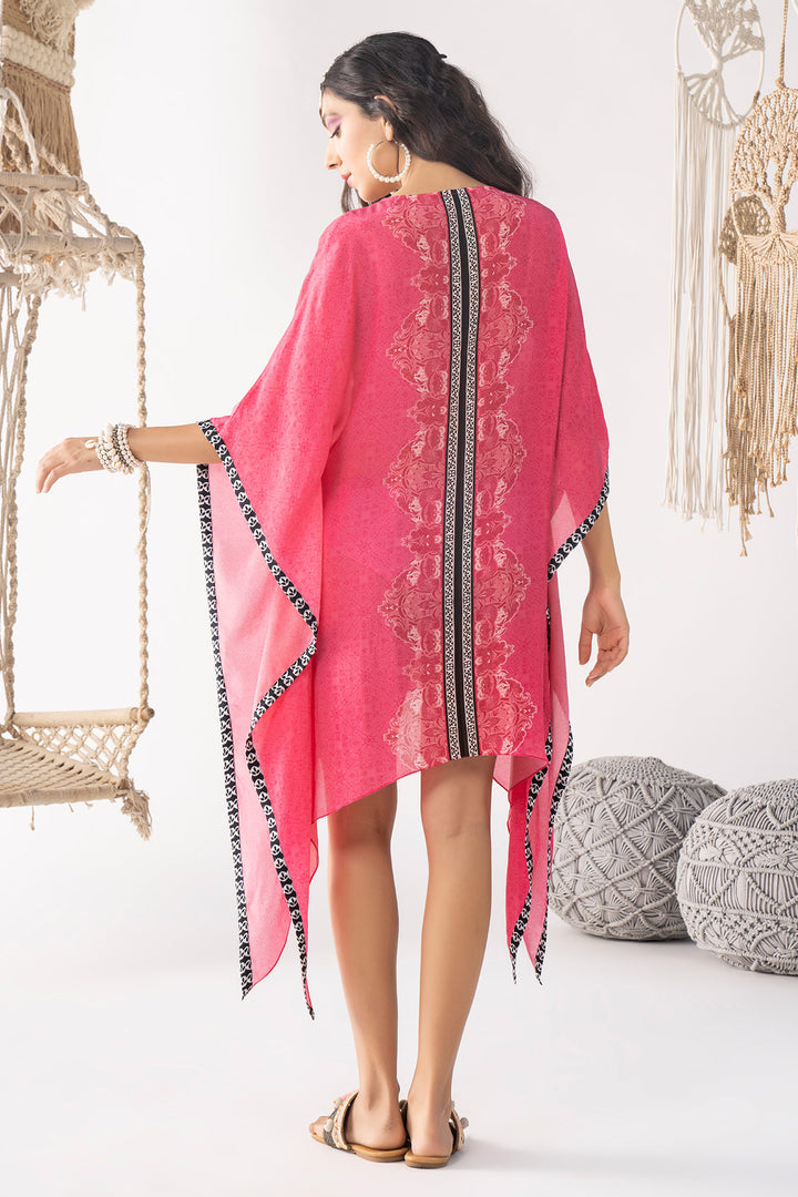 Pink Printed Short Kaftan