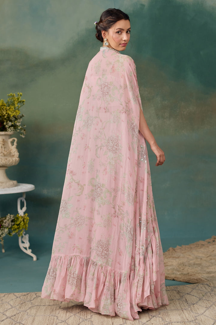 Blush Pink Lehenga Set With Cape
