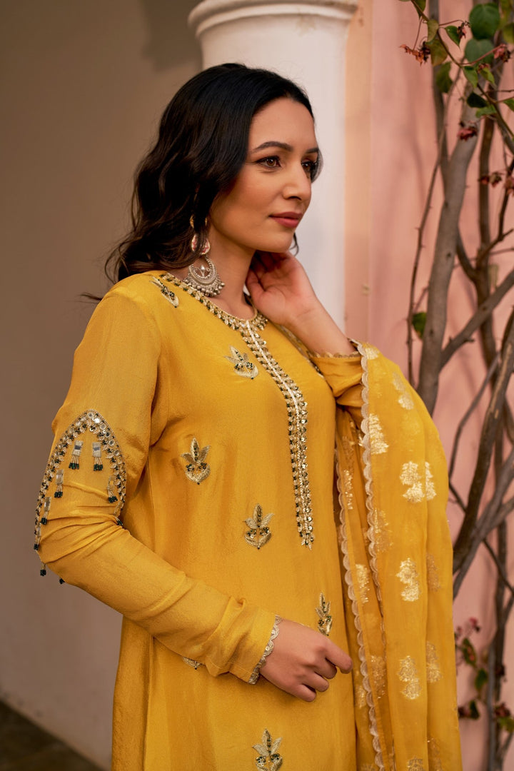 Yellow Tissue Sharara Set