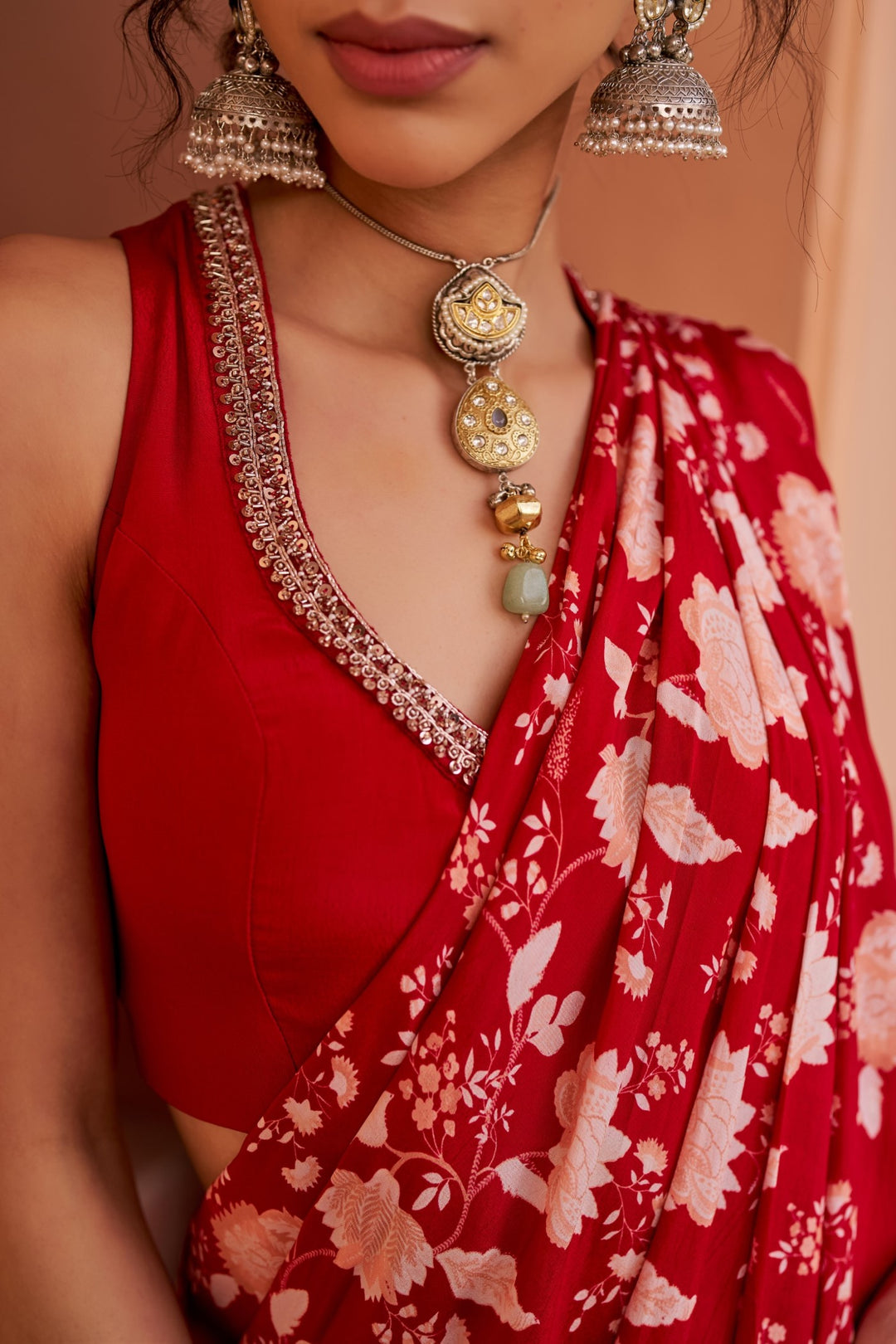 Red Pant Saree