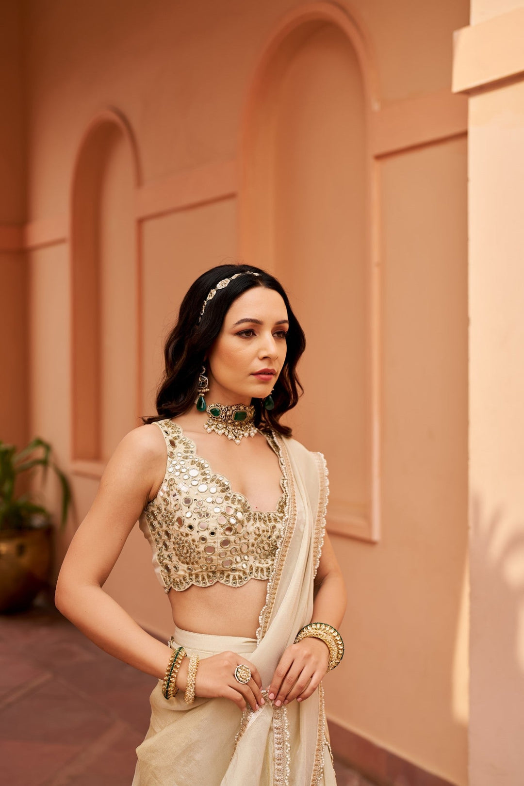 Ivory Tissue Lehenga Saree