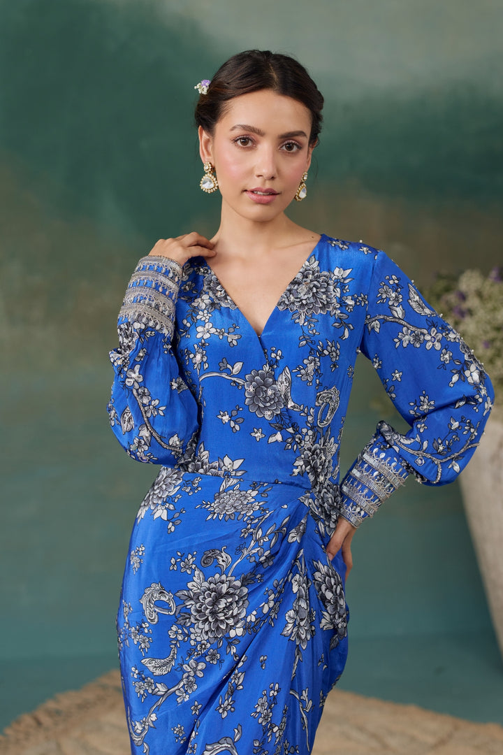 Royal Blue Draped Dress