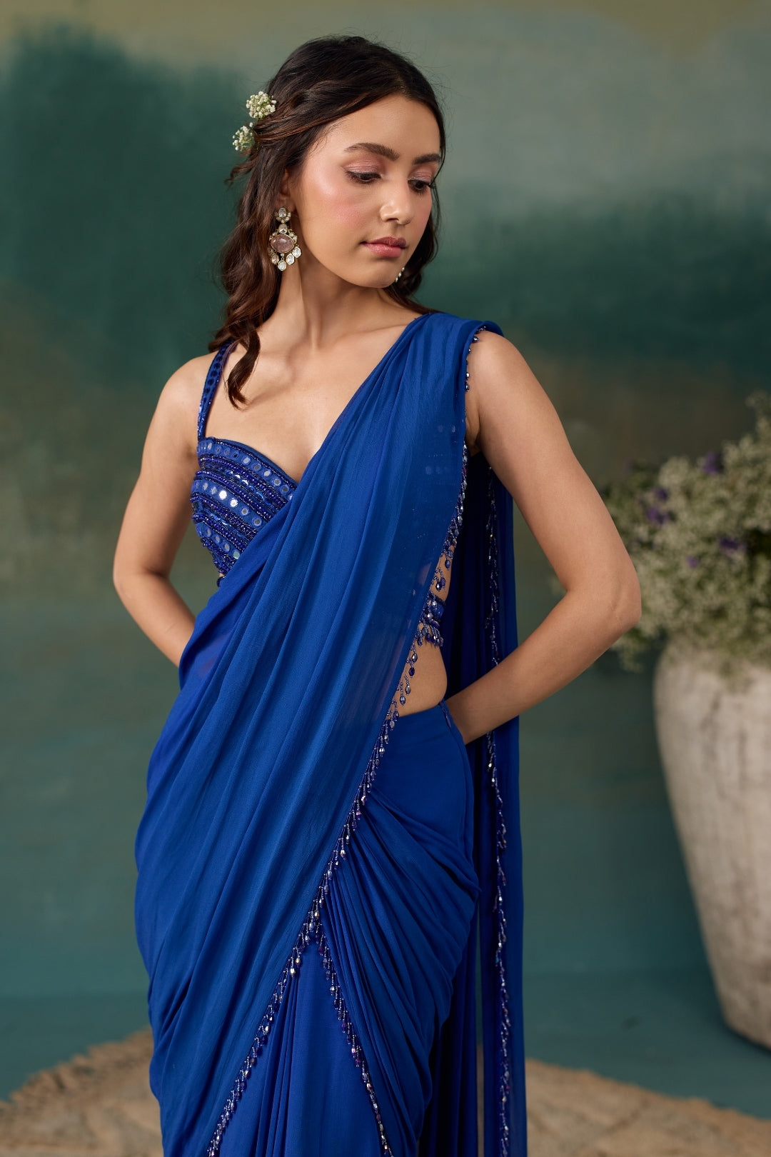 Royal Blue Saree Set