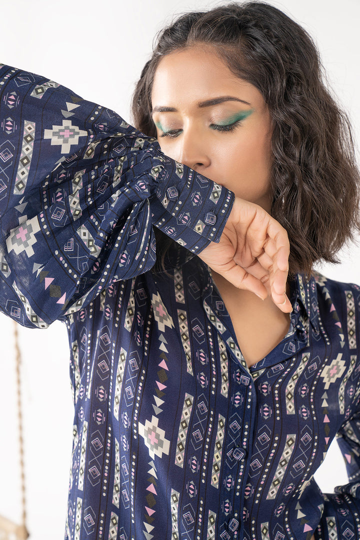 Navy Blue Printed Co-ord Set