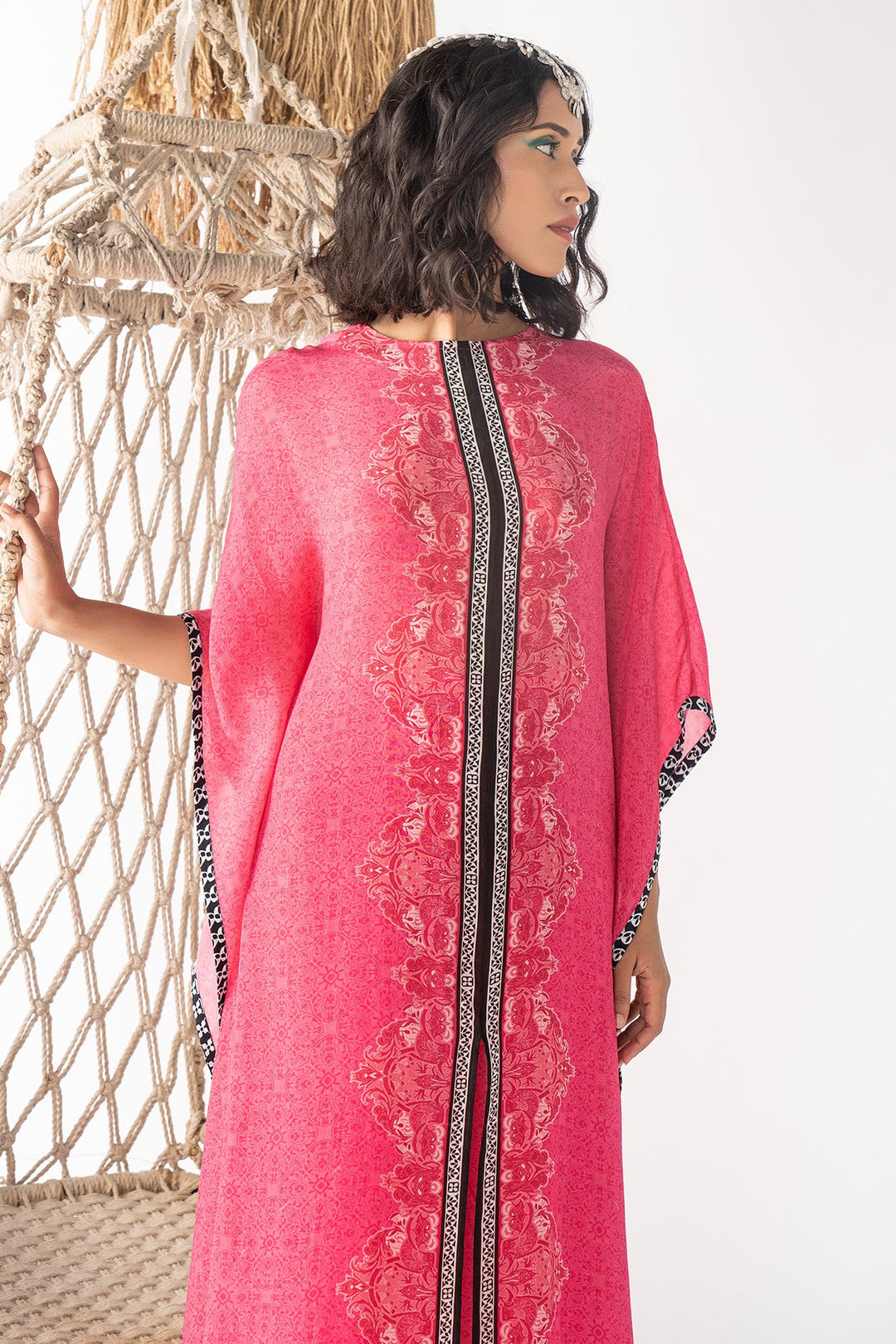 Pink Printed Kaftan Set