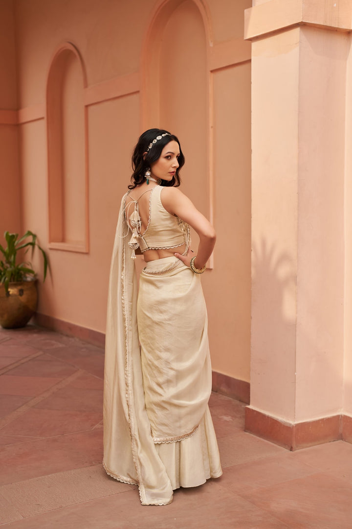 Ivory Tissue Lehenga Saree