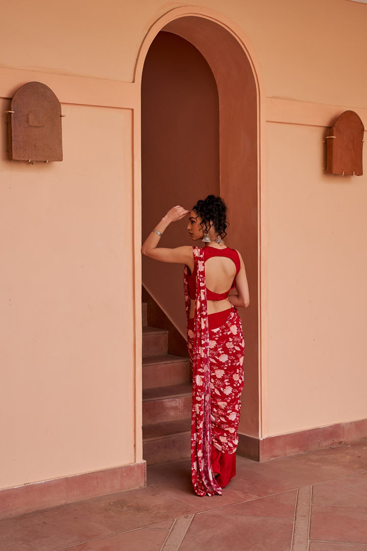 Red Pant Saree