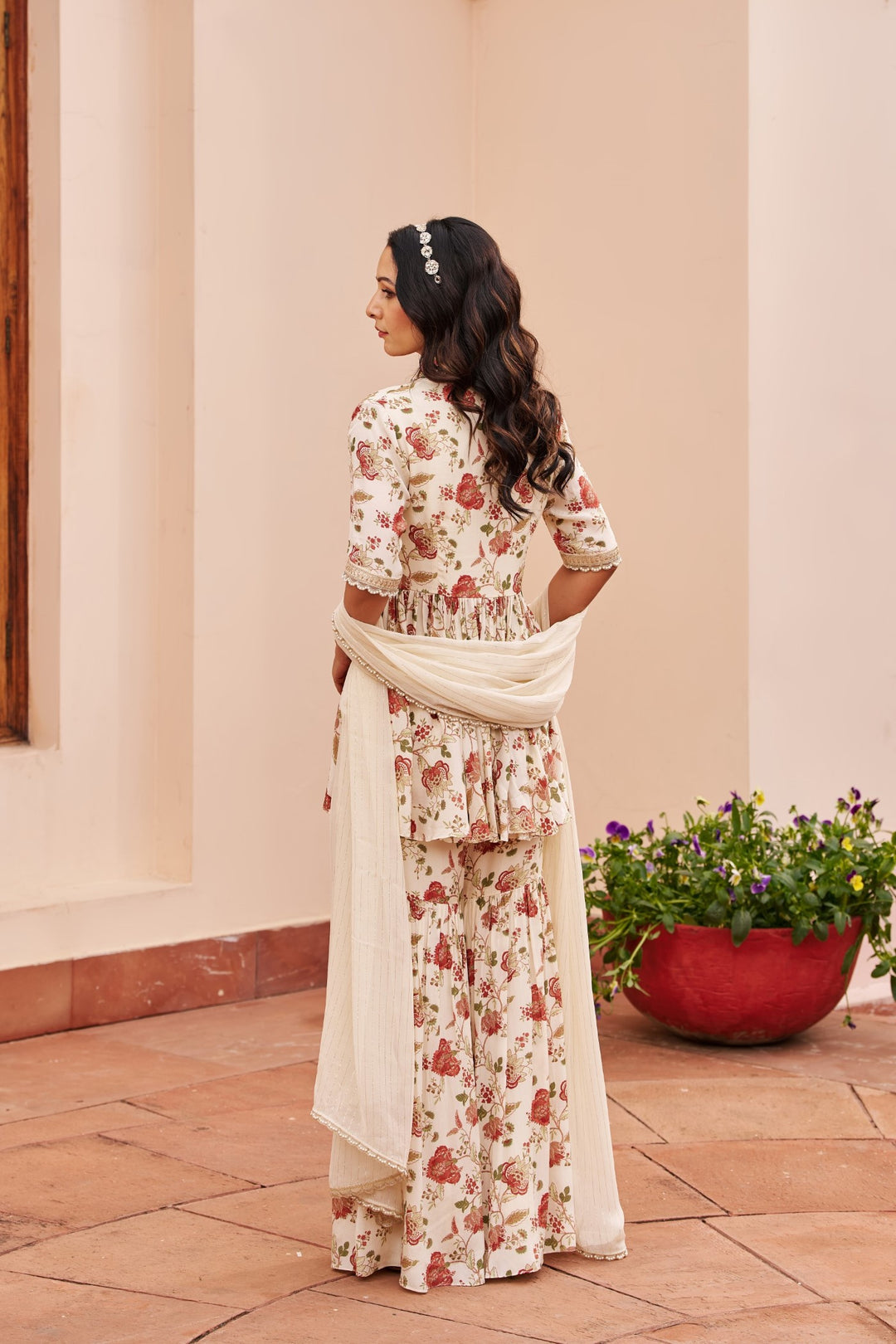 Ivory Printed Sharara Set