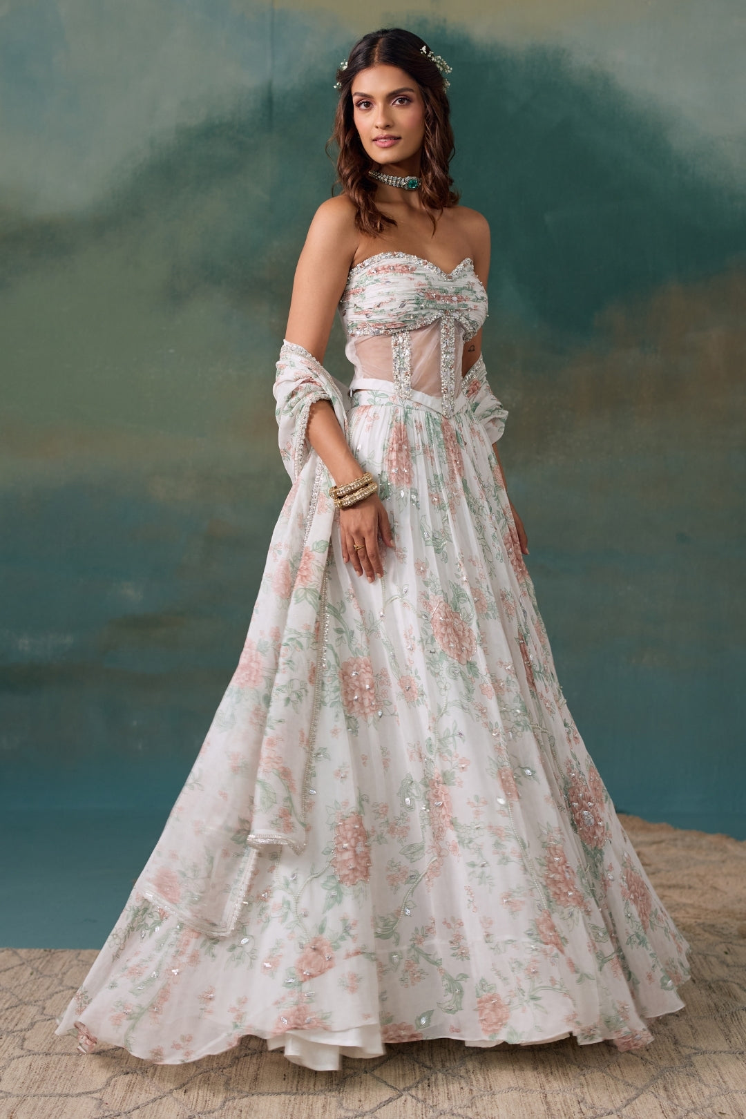 Pearl Roselle Lehenga And Corset