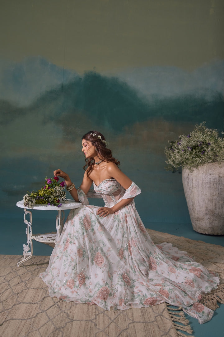 Pearl Roselle Lehenga And Corset