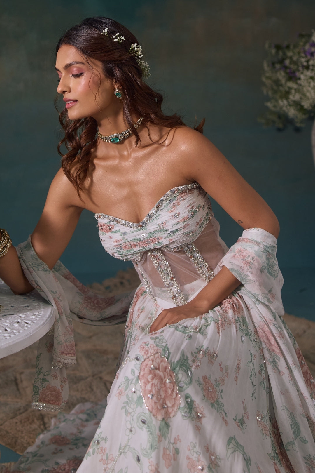 Pearl Roselle Lehenga And Corset