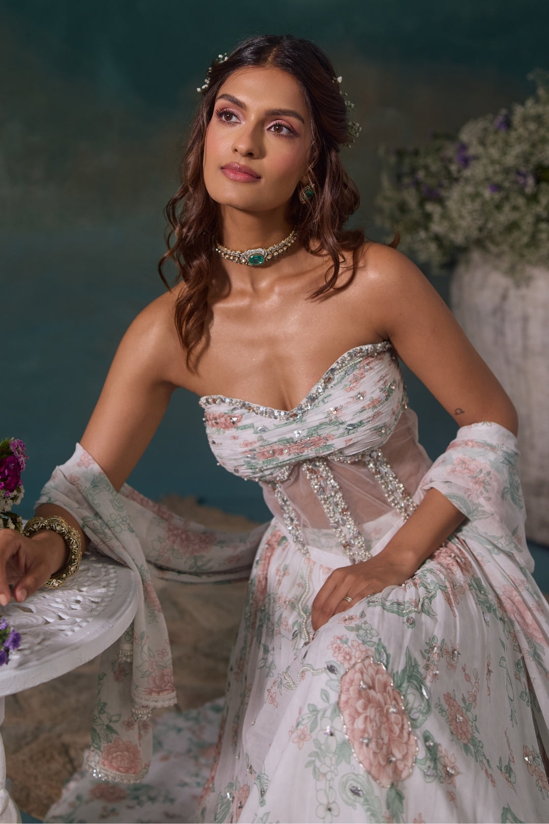Pearl Roselle Lehenga And Corset