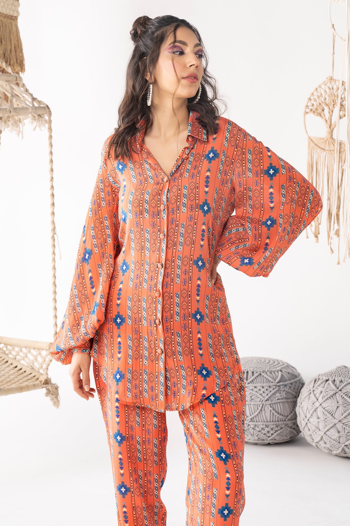 Orange Printed Co-ord Set - RTS