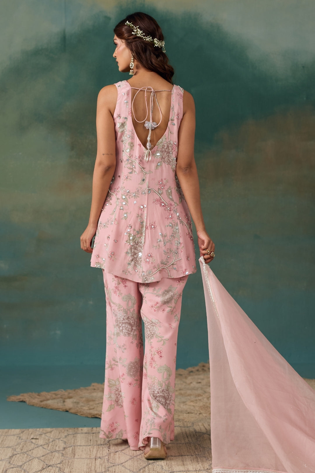 Blush Pink Tiered Sharara Set