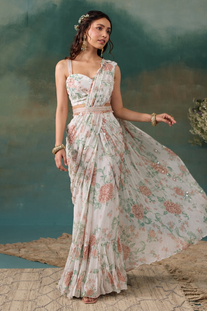 Pearl Roselle Pre-Draped Saree