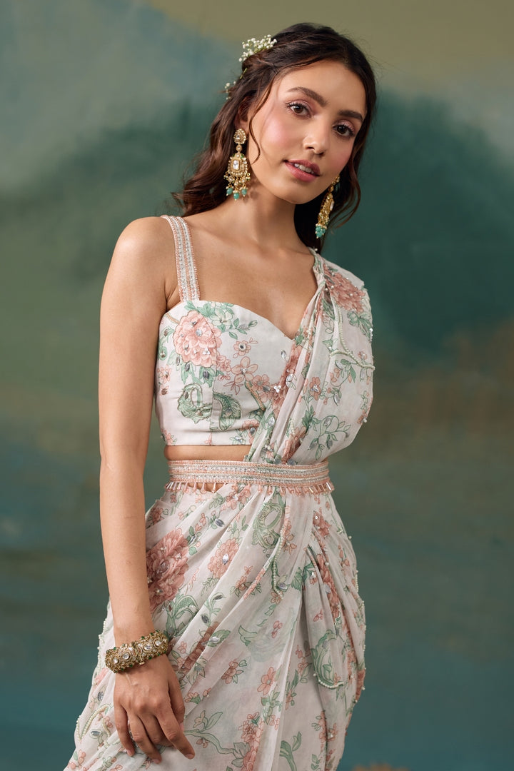 Pearl Roselle Pre-Draped Saree