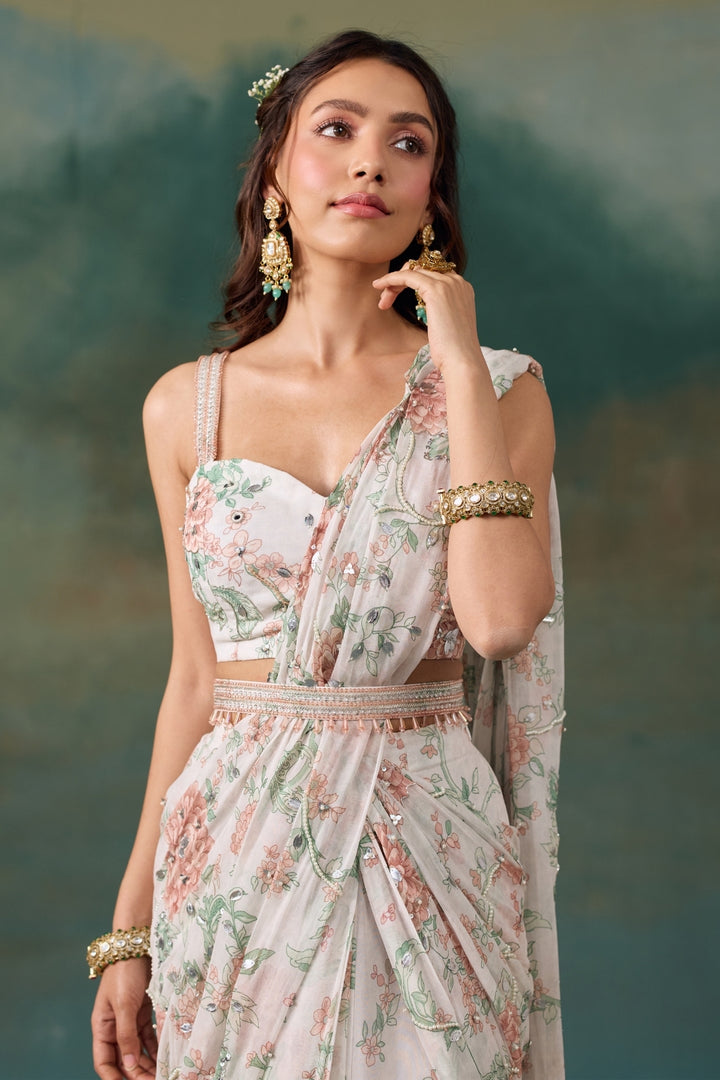 Pearl Roselle Pre-Draped Saree