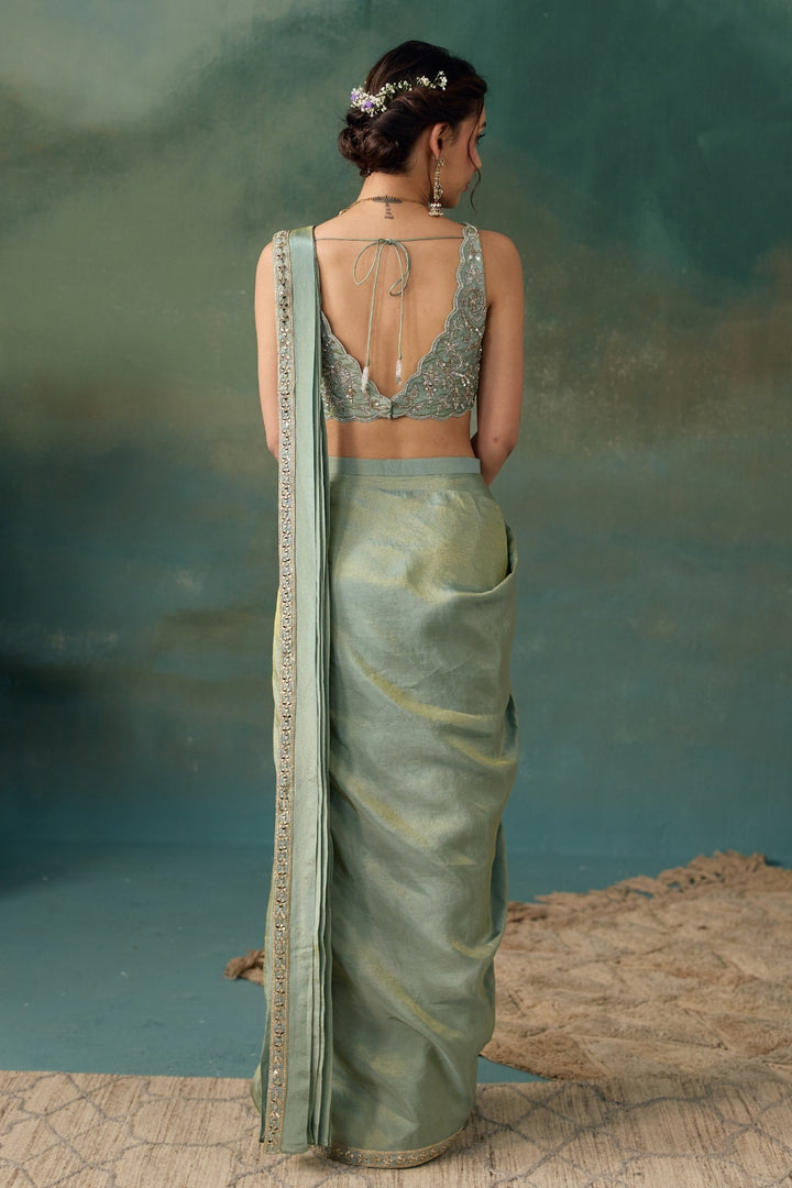 Aqua Draped Saree