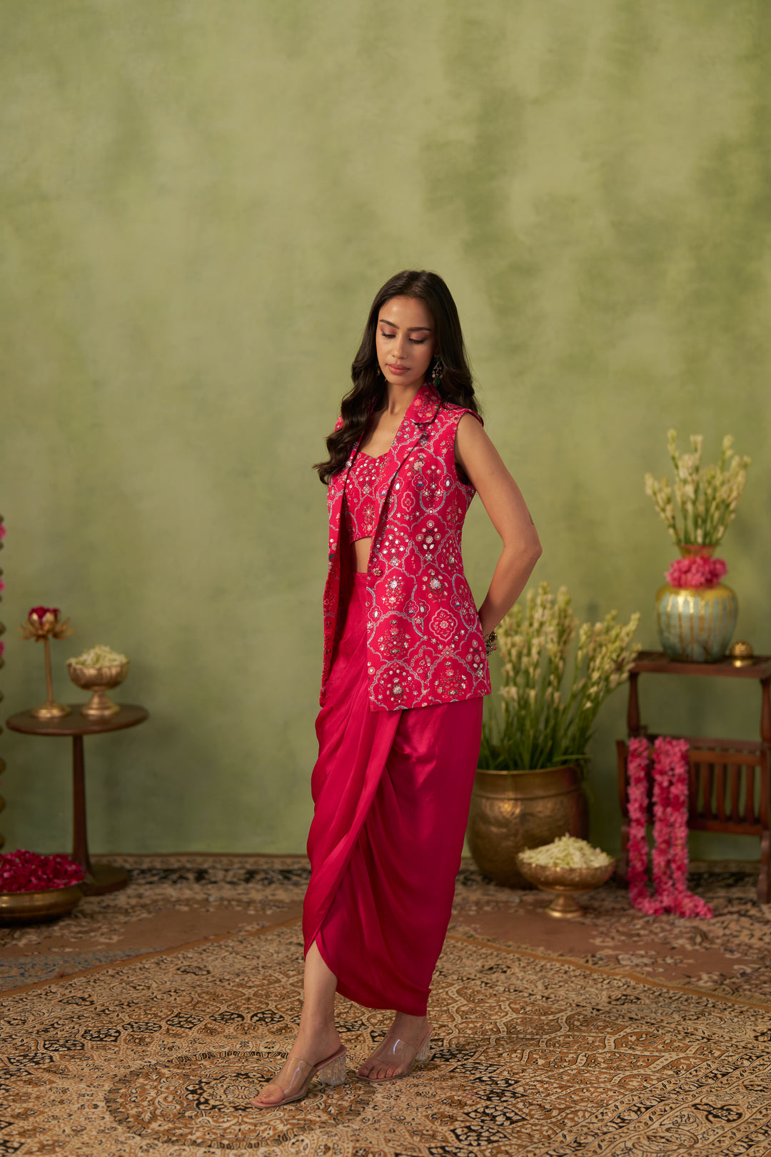 Rani Pink Lehenga Set With Jacket