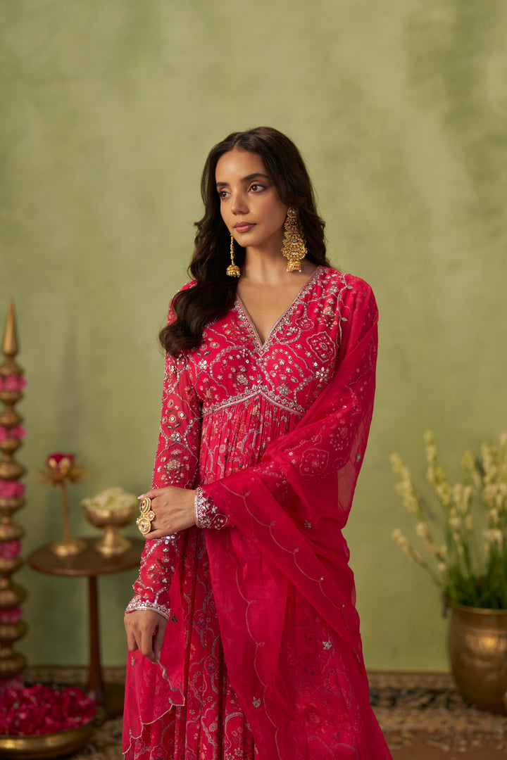 Rani Pink Anarkali Set