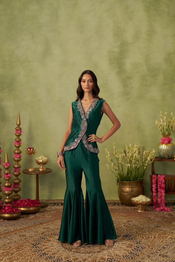 Emerald Green Jacket And Pant Set