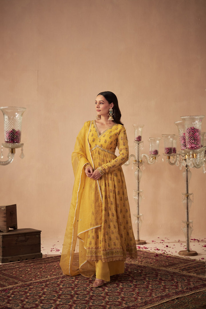 Yellow Booti Anarkali
