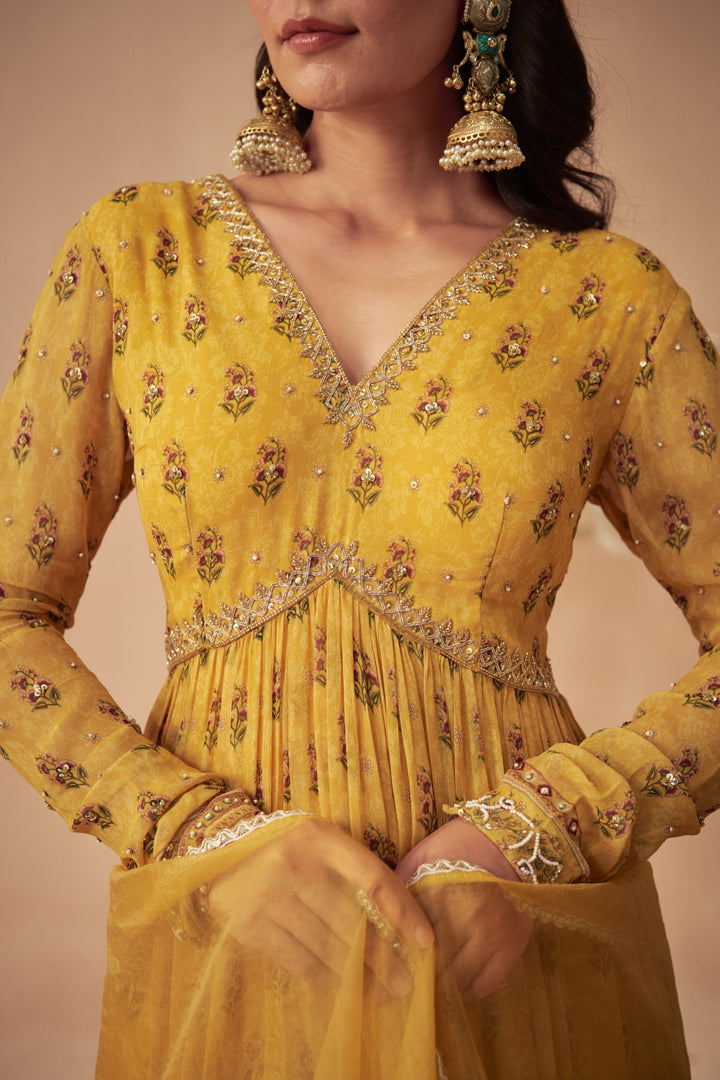 Yellow Booti Anarkali